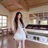 Pure Desire Spice Girl White Suspender Vest Dress Children Slim Fit Design Sleeveless Knitted Bud Skirt Summer