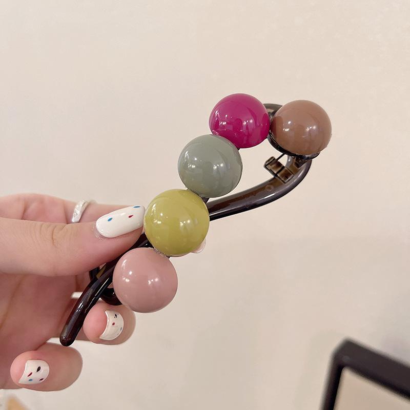 Retro S-förmige Pferdeschwanz-Twist-Haarspangen, modische Perlen-Haarspangen mit Haifisch-Clip, Haarnadeln, Haarspangen, Haarspangen, Haarschmuck für Frauen, Kopfbedeckungen