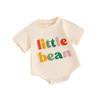 Baby Girls Boys Rompers Fuzzy Letter Embroidery Crew Neck Short Sleeve Infant Bodysuits Summer Clothes Jumpsuits