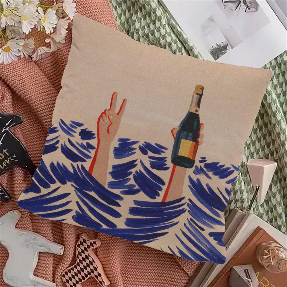 Beach Man Girl Surf Pillow Case Pillowcase Home Sofa Cushions Car Cushions Pillowcover Office Pillowshell Pillow