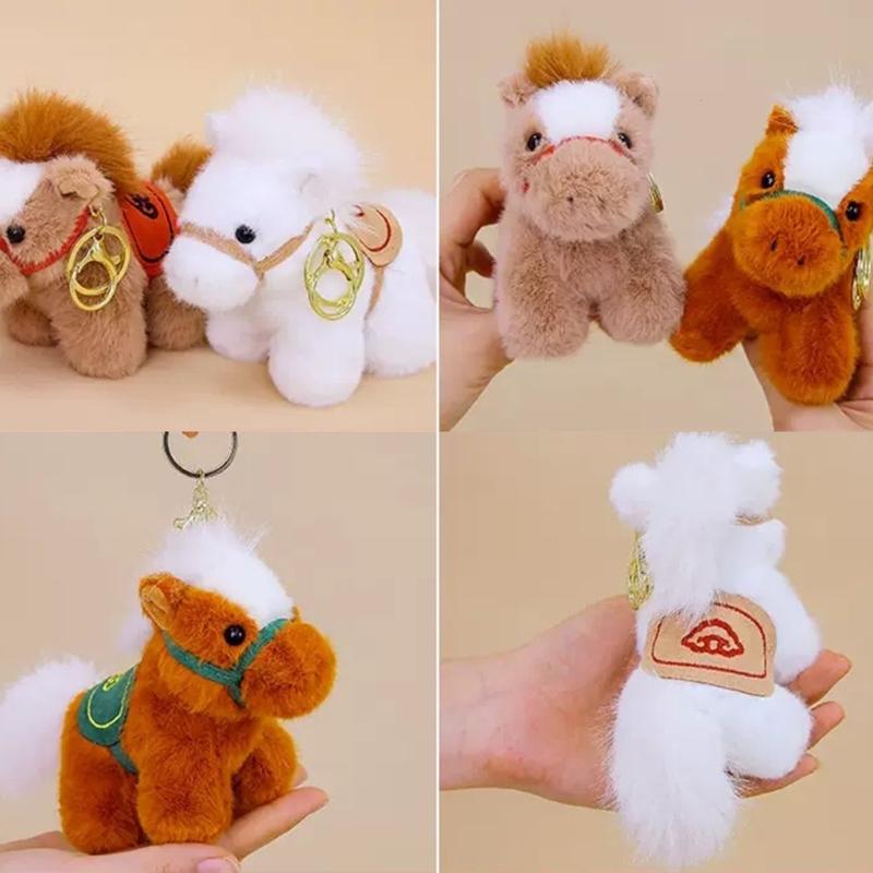 Soft Stuffed Horse Keychain Pendant Small Hanging Oranment For Travel Or Daily Life Gift For Friend Backpack Decoration