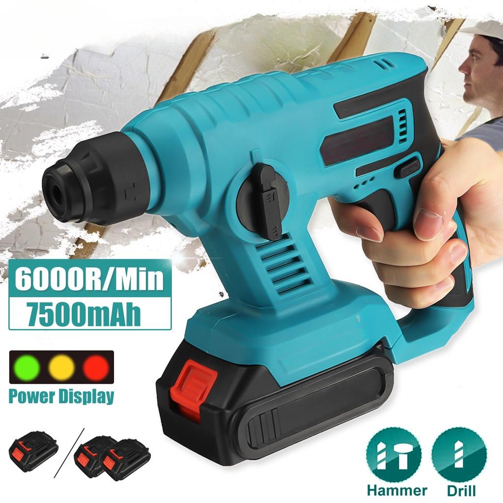 Multifunction ordless Electric Rotary Hammer 7500mAh Hammer Impact Drill Power Tool For Battery With LED 21V