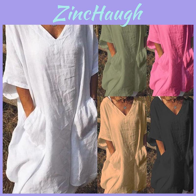 Stylish Women Long Tops Mini Dress Featuring Casual Half Sleeve Boho Design In Plus Sizes