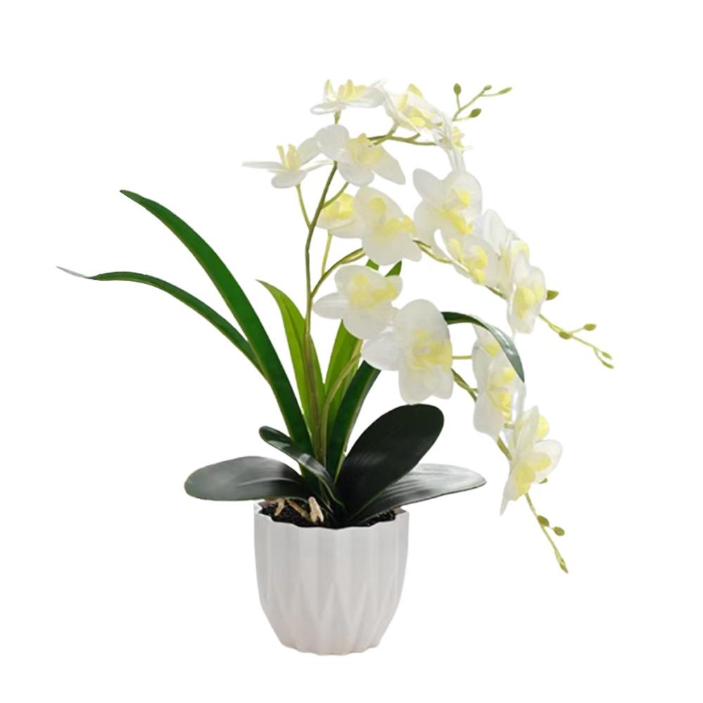 

DIY Artificial Orchid Bonsai Multi-Bloom Artificial Faux Plants New Plastic Fake Flower Home Decor 01