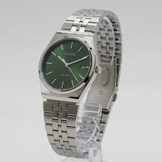 CASIO Cheap Chippukashi Wristwatch Watch Unisex Mens Womens Quartz Metal Silver Green MTP-B145D-3A