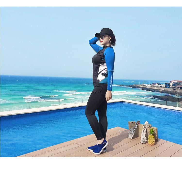 Plus Size Women's Long Sleeve Diving & Surfing Suit - Jellyfish Resistant, Slimming, Split Design, Waterproof Swimsuit with Long Pants.