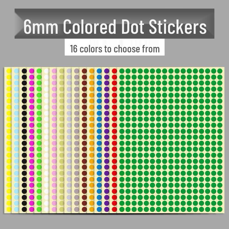 Multicolor Writable Round Dot Stickers - 16 Colors