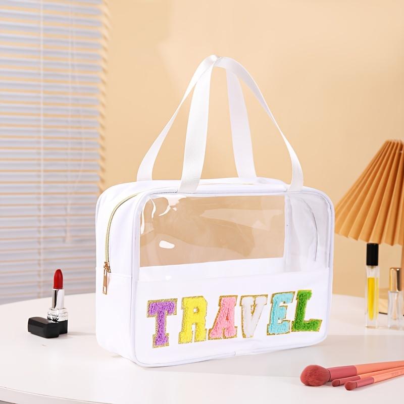 Motivo Lettere, Borsa da Toilette Fashi da Viaggio, Organizer Portatile Manuale per Trucco, Alta Capacità, con Adattamento Universale per il Campeggio