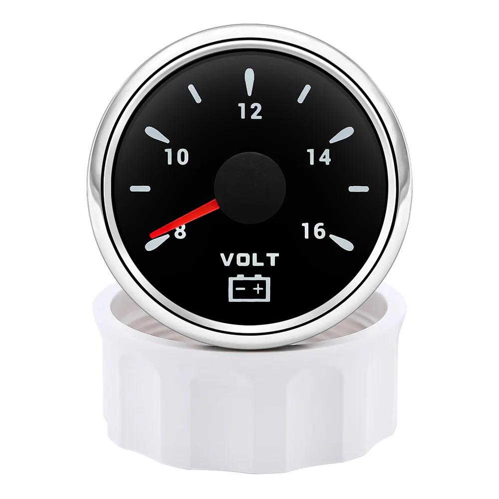 12V Car Accessories 2" 52mm VOLT Meter 8-16V Waterproof Voltage Gauge with 7 Colors Backlight for Car Boat Marine