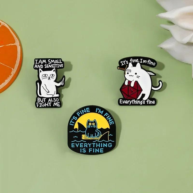 

3pcs Lovely Cartoon Cat Brooch Alphabet Brooches Animal Decoration Metal Badges Jewelry Gift Clothes Bags Pins Accessories