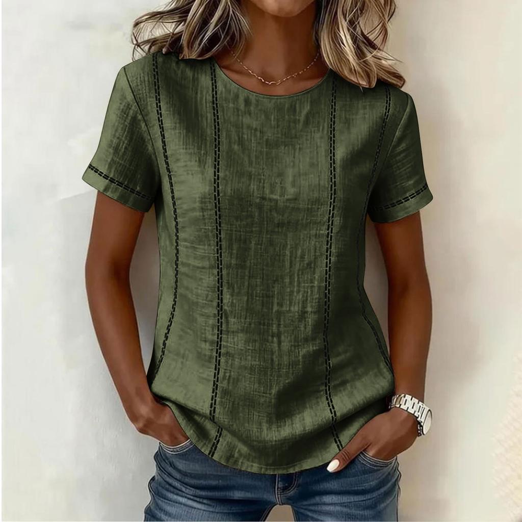 Women's Round Neck Short Sleeve T Shirt Loose Fit Casual Top Lightweight Soft Fabric Comfortable Everyday Wear