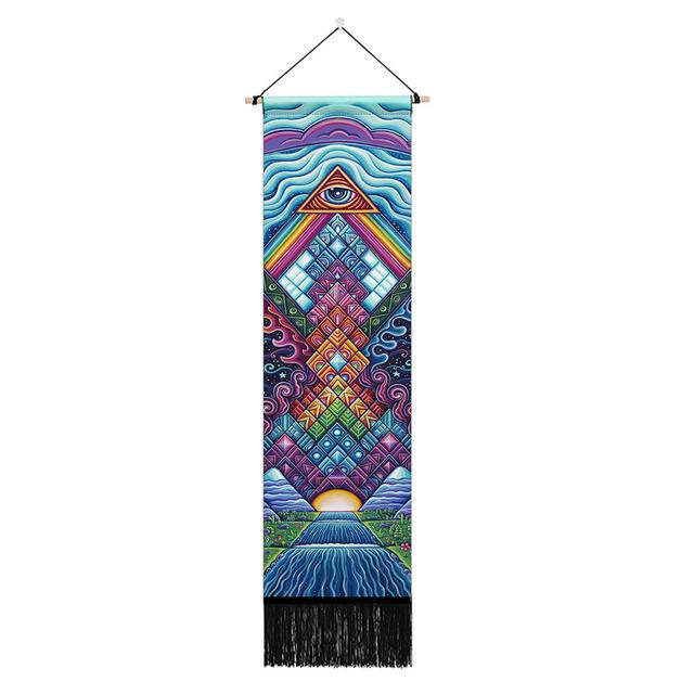 Seven Chakra Tapestry Vertical Wall Hanging Tree of Life Tapestry Tassel Yoga Meditation Tapestry for Bedroom Living Decoration
