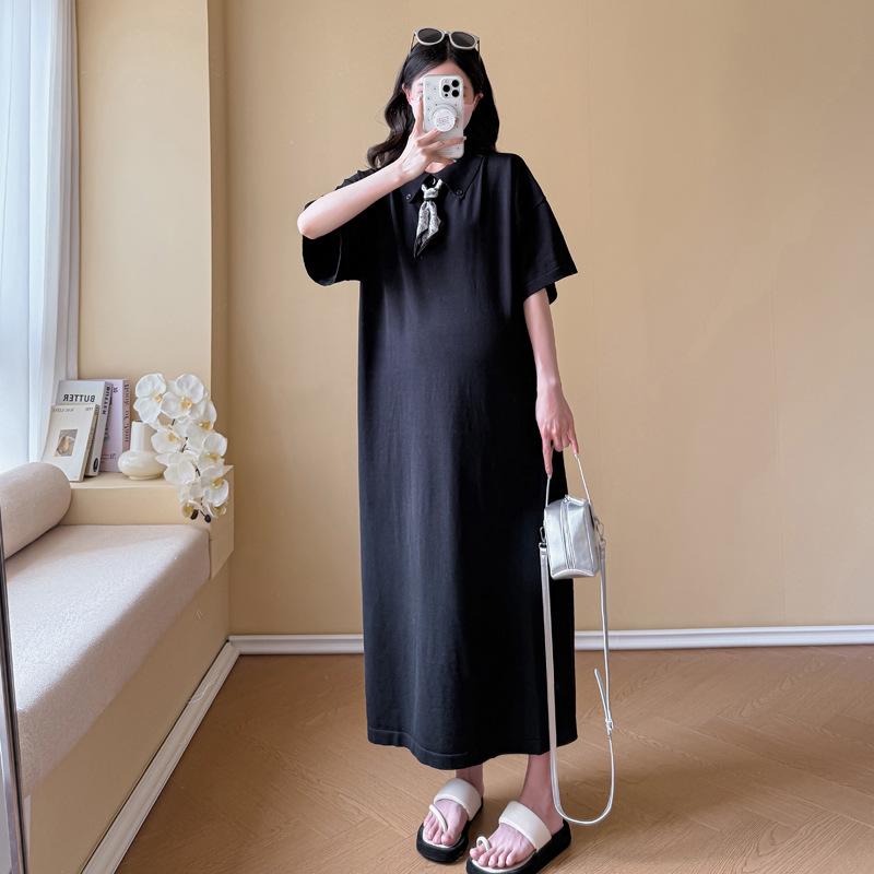 Trendy Maternity Summer Dress: Plus Size, Loose-Fit, Slimming Long Skirt for Stylish Moms L