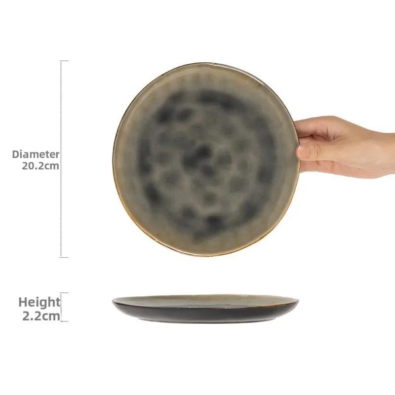 Plate High-end Sense Unique Plate Underglaze Color Ice Crack Household Ceramic Plate Dessert Tableware Household Goods