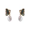 Natural Pearl Symphony Sea Shell Butterfly High Sense French Retro Light Luxury Temperament Women'S Stud