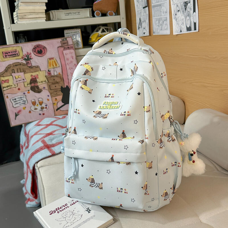 Tecknat tryck Student Skolväska Damryggsäck Stor Kapacitet Ryggsäck