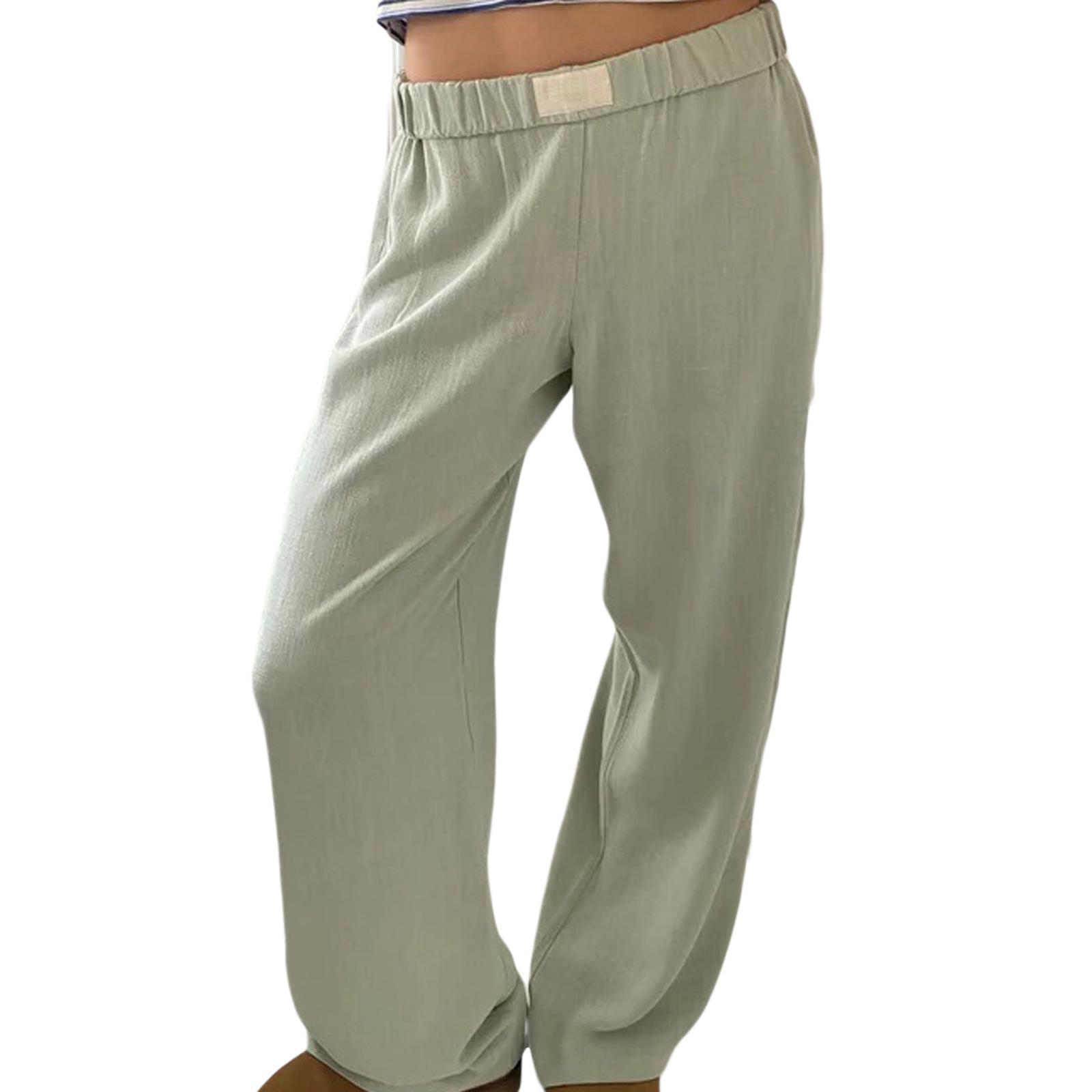 

Женские повседневные брюки, эластичный пояс, однотонные свободные брюки, брюки для отдыха, уличная одежда на каждый день S зелёный
