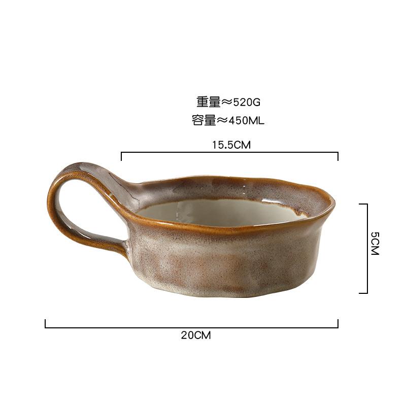 Kiln Transformed Ceramics Breakfast Bowl Single Ear Salad Bowls Fruit Plate Dessert Bowl Noodle Bowls Soup Plate Yogurt Cup Dish