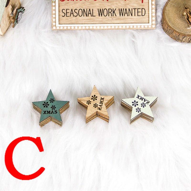 24pcs/set Wooden Christmas Tree Ornaments Snowflakes Stars Elk DIY Christmas Hanging Pendant
