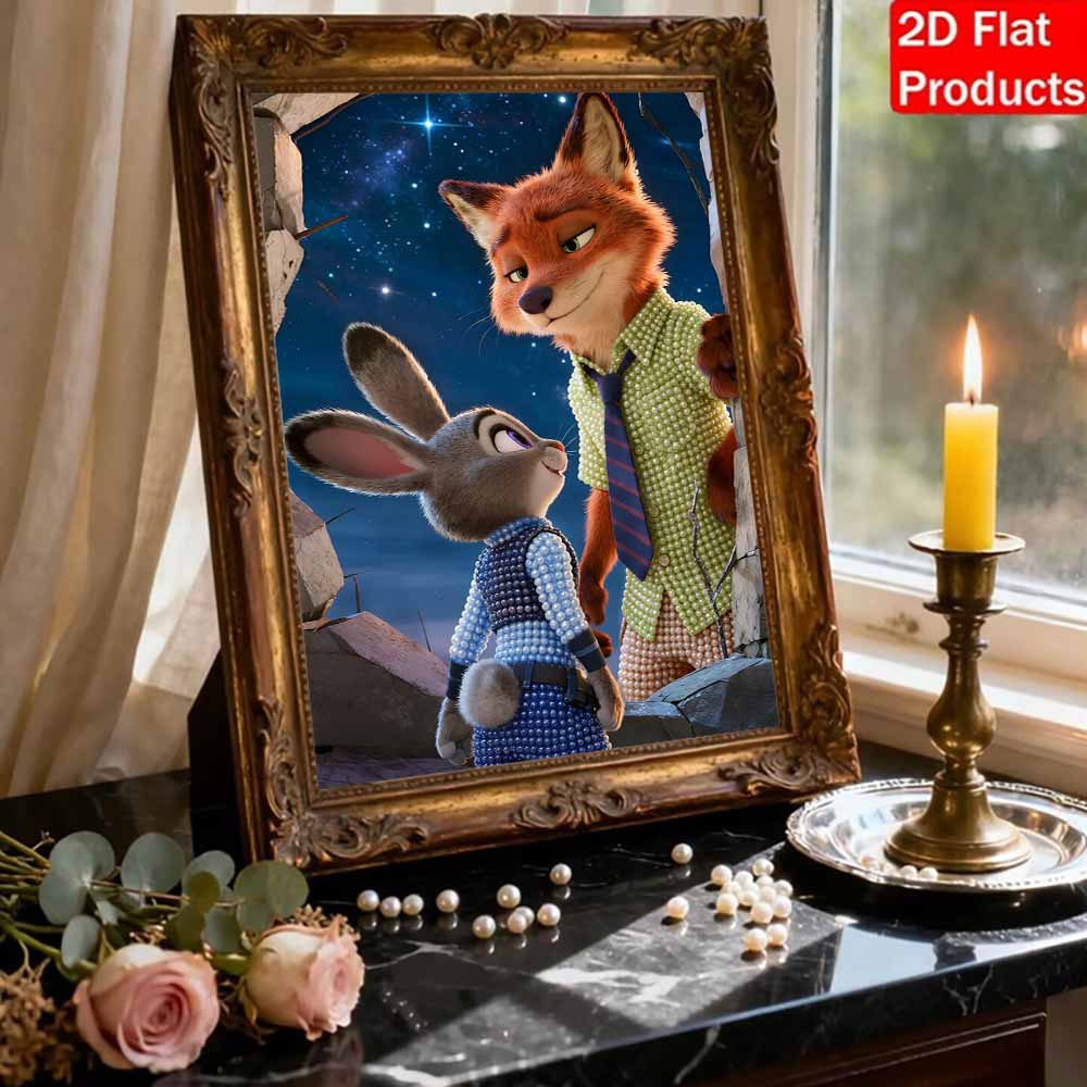Disney Pearl Painting Zootopia Handmade DIY Pearl Gem Painting Pictures Crafts Special Shape Home Wall Decoration