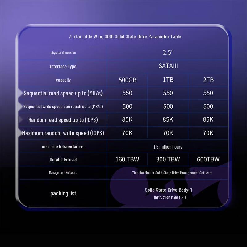ZhiTai S001 Series 2TB SATA 2.5-inch SSD