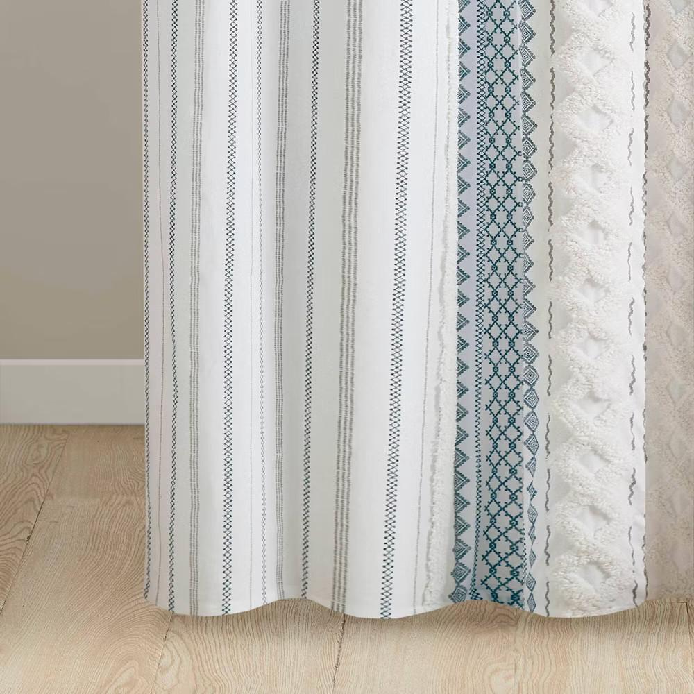 Striped Tribal Pattern Shower Curtain Machine Washable All Season Waterproof Privacy Protection Boho Design Eleganthooksincluded