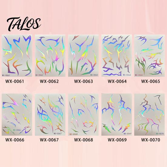 Talos 5 Sheets Holographic Lightning Tattoos, Waterproof Flash Temporary Stickers, Full Color Body Art for Festival Party