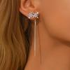 Diamond studded star tassel line earrings with light luxury, high-end feel, fashionable temperament, earrings for women