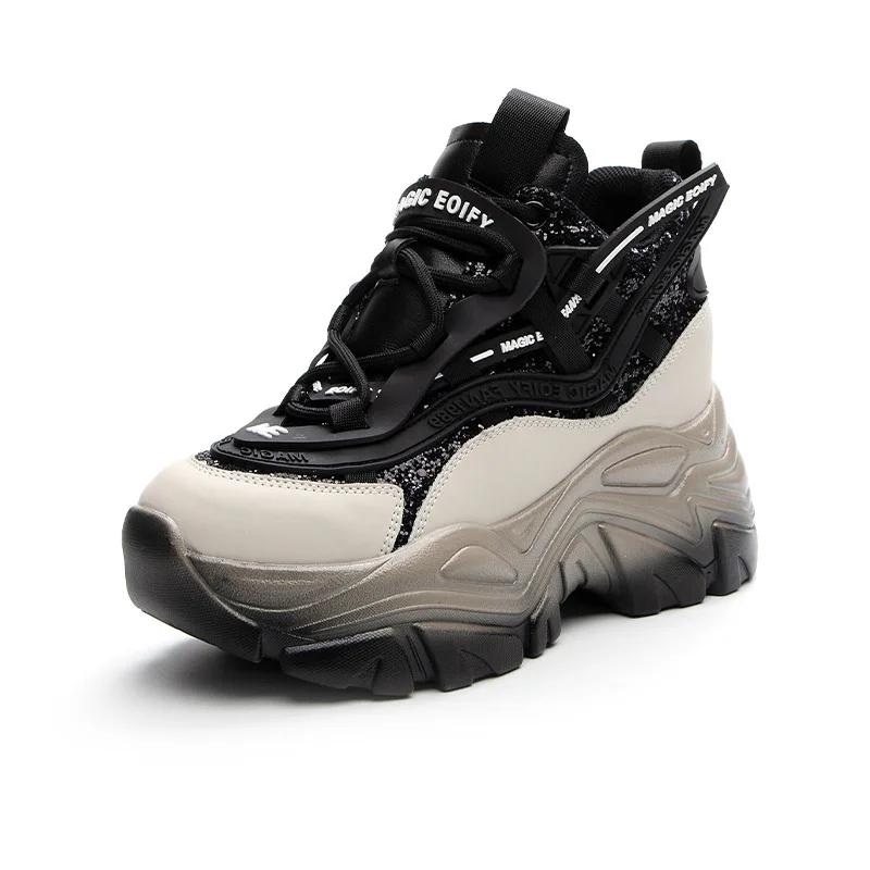 

9СМ Зеленые Роскошные Дизайнерские Кроссовки На Платформе Спортивная Обувь Для Женщин 2023 Новая Мода Толстая Подошва Свадебная Обувь Высокий Каблук 40 чёрный