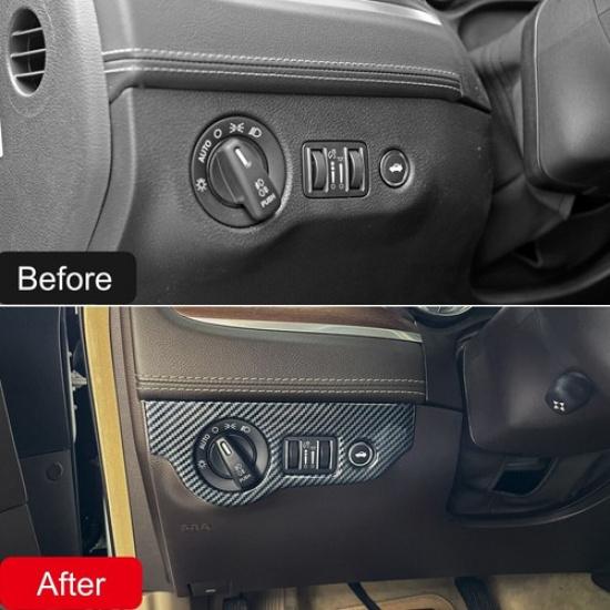 For Chrysler 300C 2011- Carbon Fiber Interior Head Light Switch Cover Trim