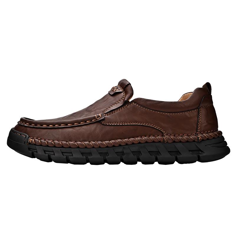 Fashion Leather Shoes Man Casual Loafers Luxury Design Slip on Male Dress Shoes Leisure Style Big Size Outdoor Wear-resistant Sole