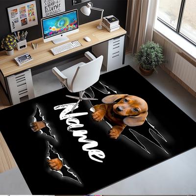 Custom Name Dog Printed Carpet,Rug for Office Chair Living Room Bedroom Kitchen Room Decor Gifts.