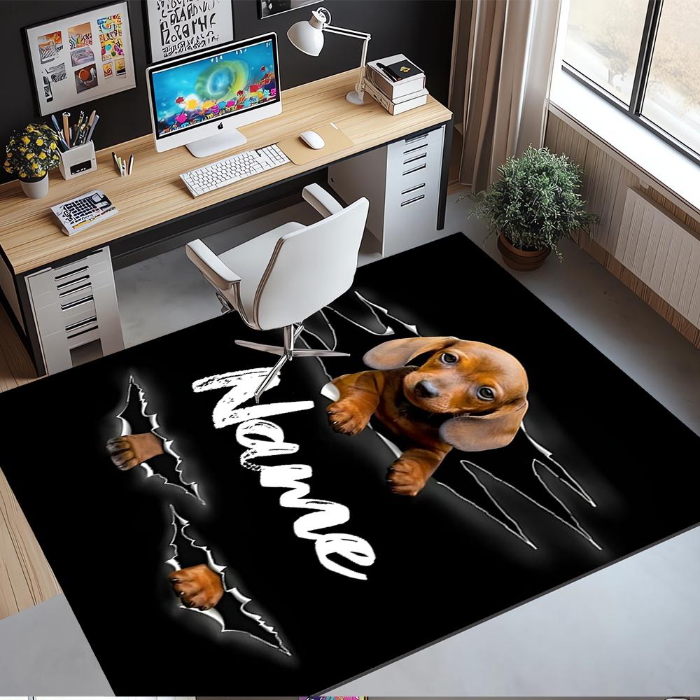 Custom Name Dog Printed Carpet,Rug for Office Chair Living Room Bedroom Kitchen Room Decor Gifts.