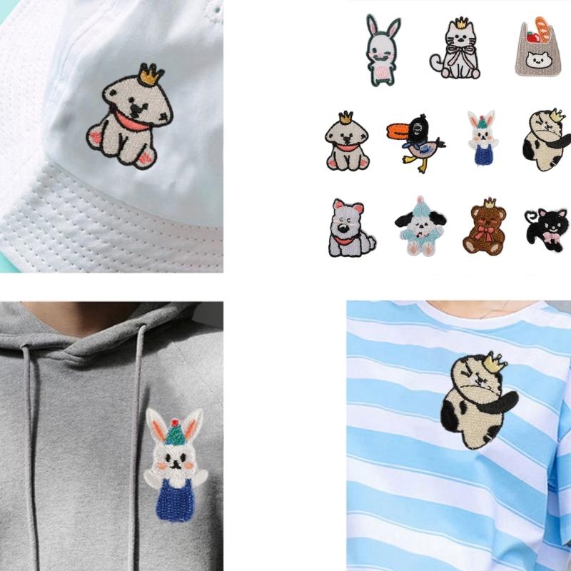 11 Pcs Animal Sew On/Iron On Patches Cats Embroidered Patches Rabbits Repair Patches Applique Patches for Clothes