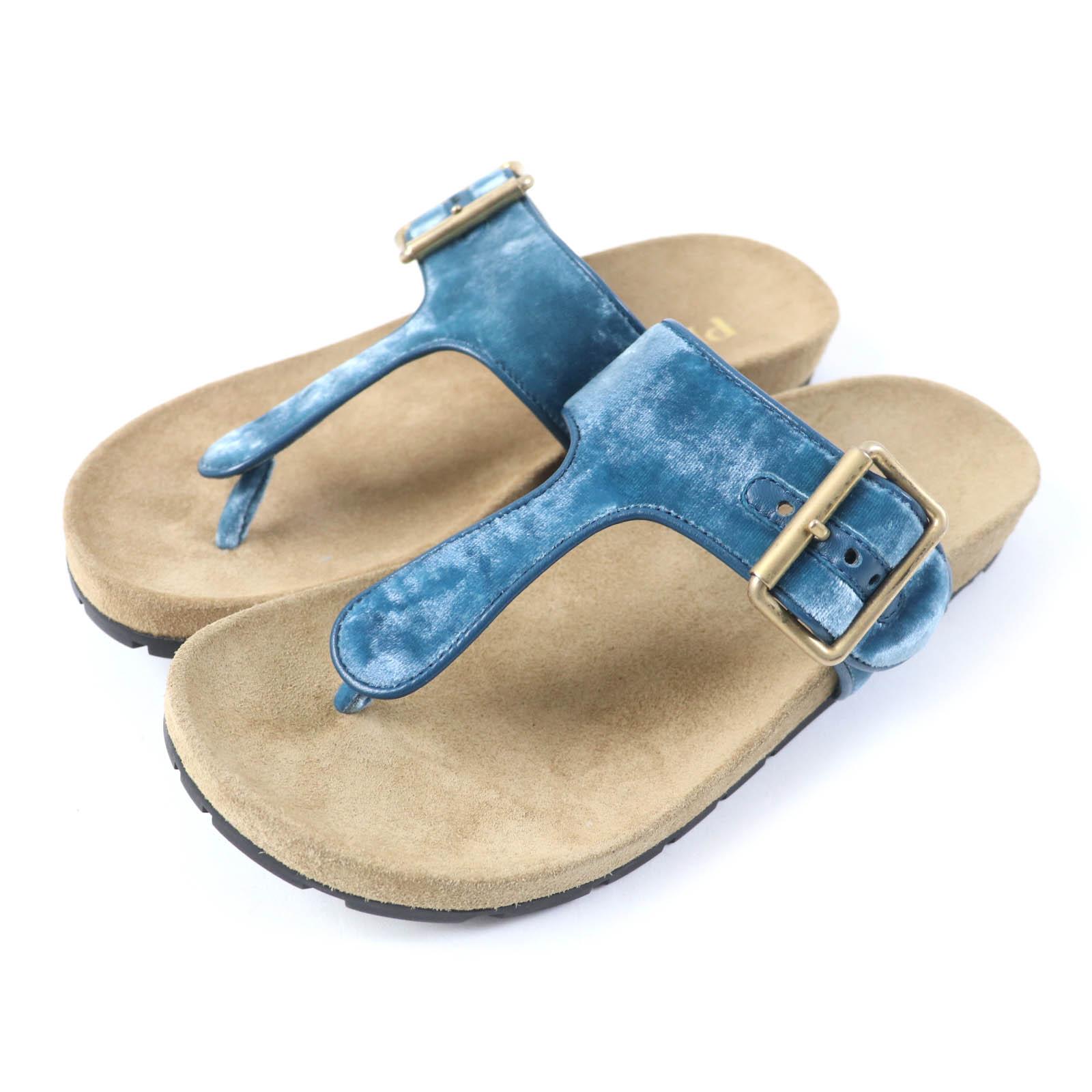 Excellent PRADA Sandals Belt design thong blue Women 36.5 1Y392I Used