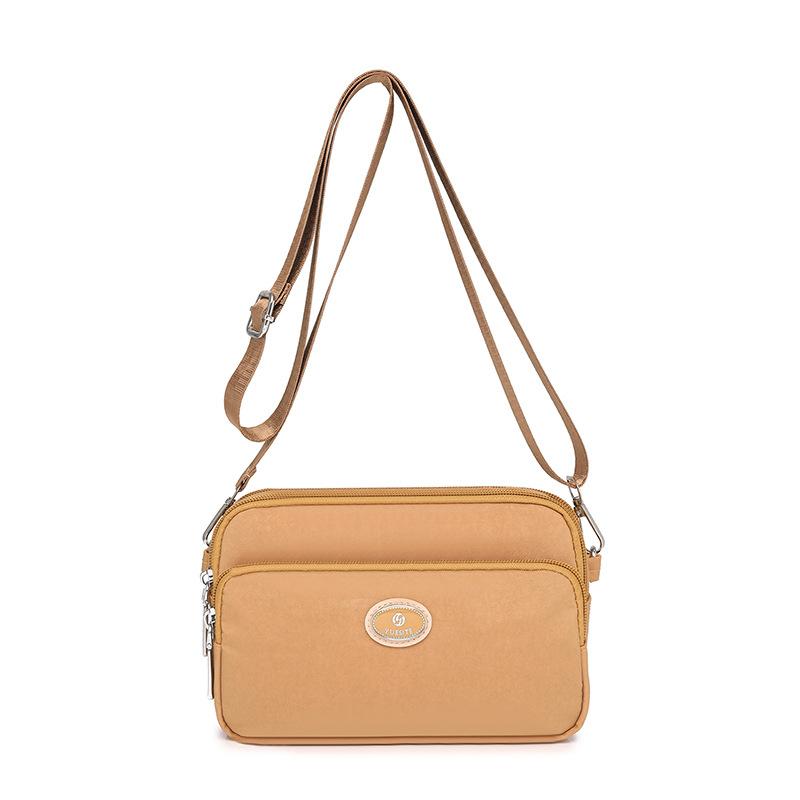 Borsa piccola da donna, borsa a tracolla, in nylon, quadrata, multitasche, tinta unita