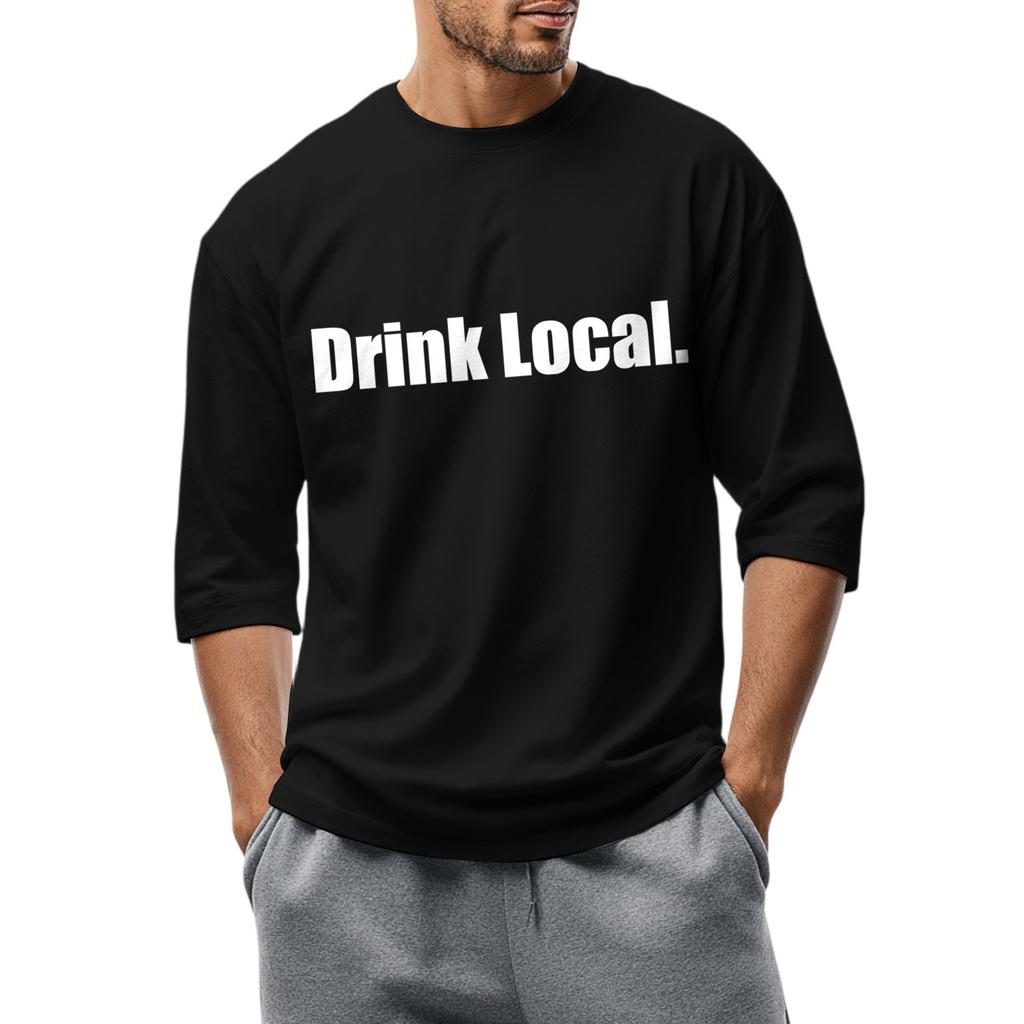 Men's fashionable casual round-neck three-quarter sleeve top T-shirt