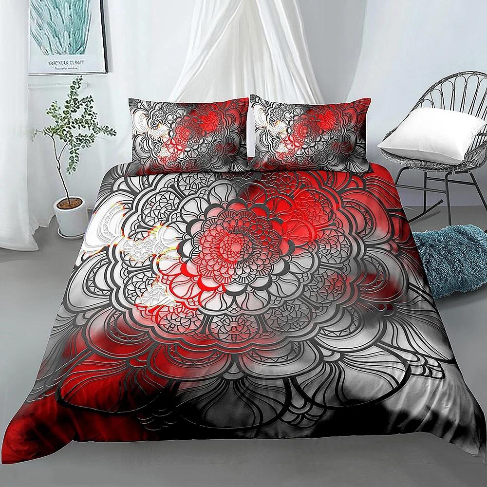 Boho Pościel Mandala Poszewka na Kołdrę Luksusowa Miękka Pokrowiec na Kołdrę Rozmiar Queen 2/3 Sztuki Styl Boho Kwiatowa Pościel Pokrowiec Tekstylia Domowe