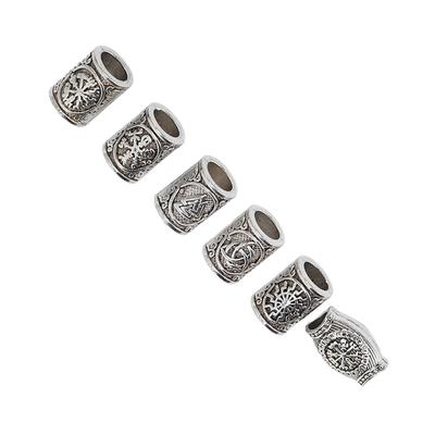 6 Stück Bart-Haarperlen, Legierung, elegante und stilvolle Vintage-Haarschlauch-Perlen für Damen und Herren