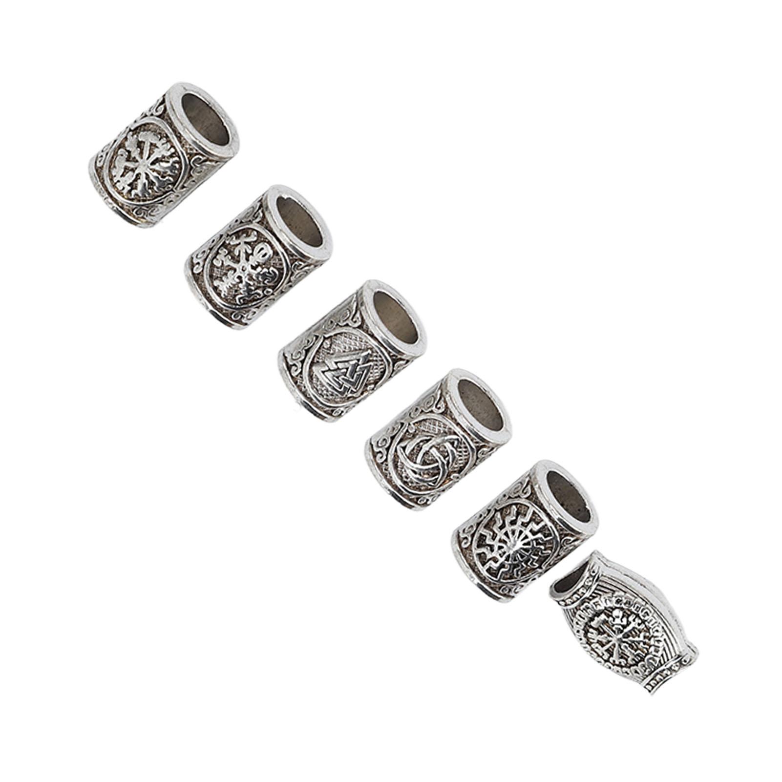 

6pcs Beard Hair Beads Alloy Elegant and Stylish Vintage Hair Tube Beads for Women Men