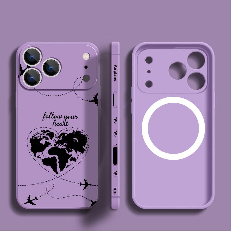 Flugzeug Herz Kartenprint Hülle Für iPhone 17 Pro Max Magnetisch Für Magsafe Weiche Hülle Für iPhone 16 Pro Max 15 14 13 16E Air