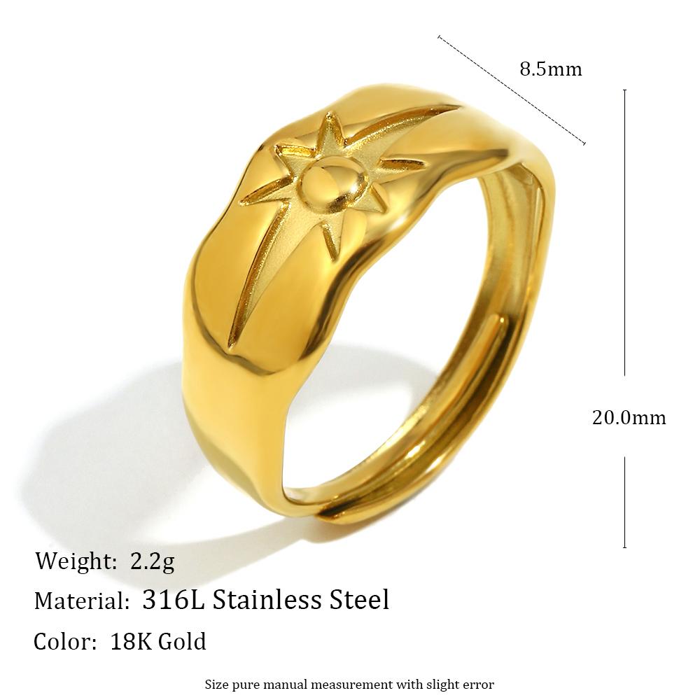 

MamacitaSlay 316L Stainless Steel Octagonal Star Open Ring Party Waterproof Jewelry Women s Unique Cool Ring High Quality Gift resizable золотий