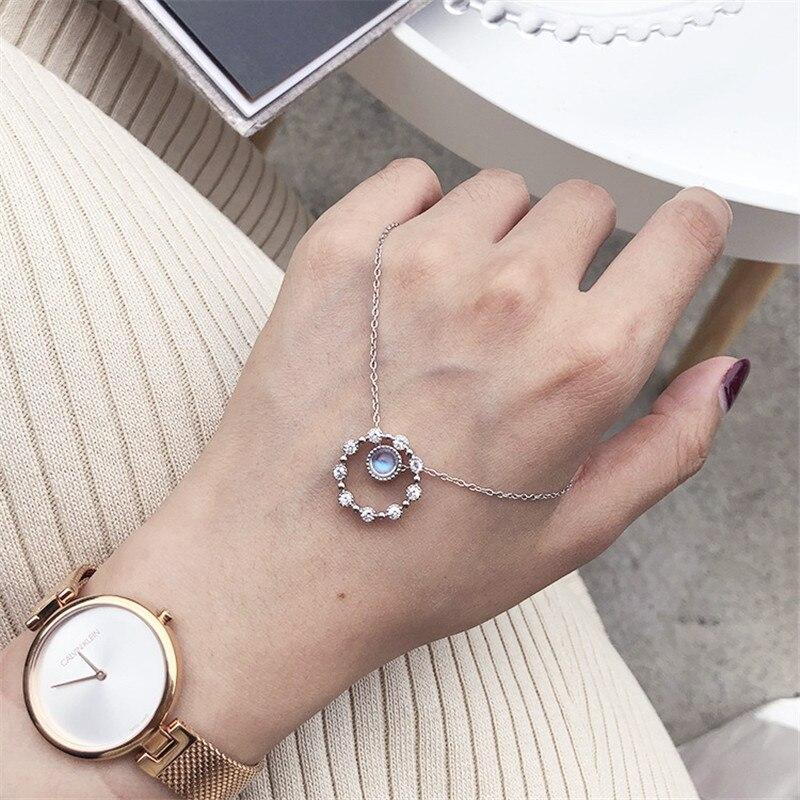 

Новый круглый кулон с подвеской из стерлингового серебра 925 пробы с лунным камнем, корейское ожерелье для девушек и женщин, ювелирные изделия для свадьбы Dz594