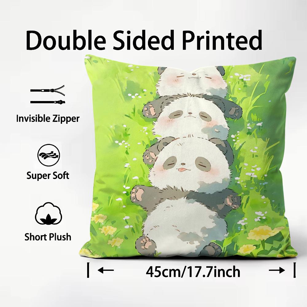 hand-drawn panda Cute Cushion Cover Pattern Printed Pillowcase for Living Room Sofa Cushion Cover & Bedroom Decor