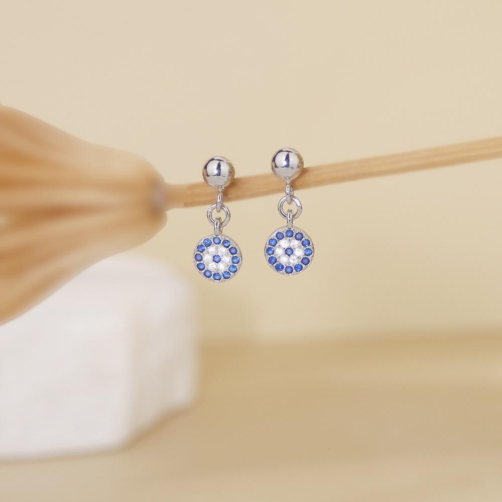 2026 Devil's Eye Geometric Blue Zirconia Ear Cuff Earrings