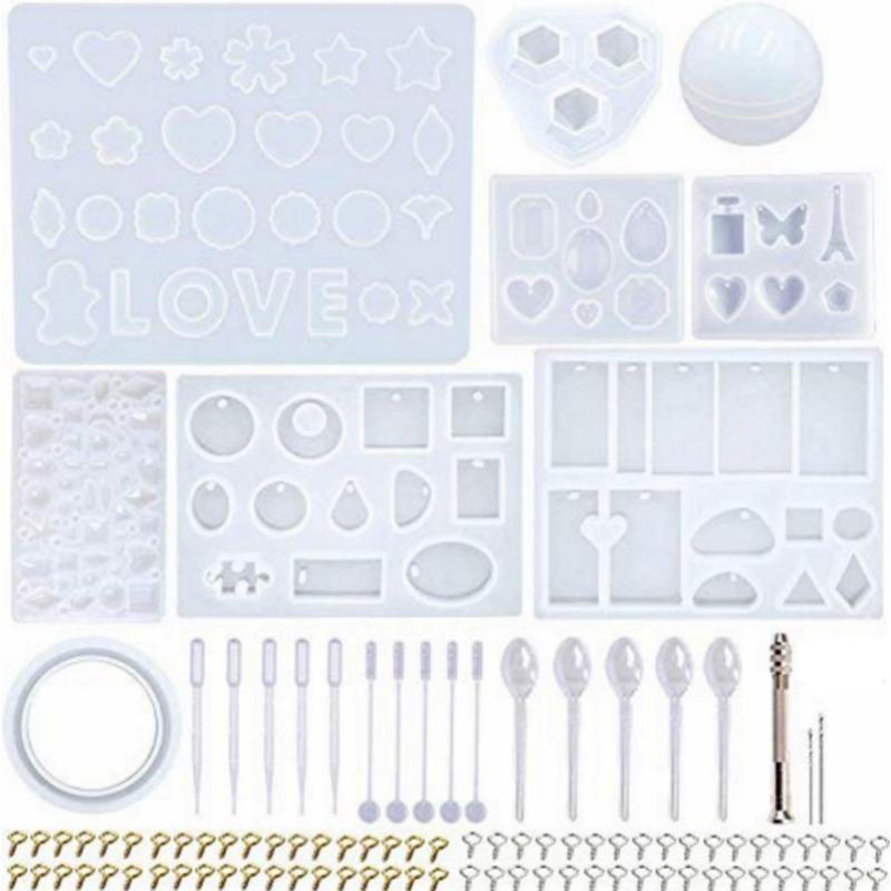 186 Pieces Silicone Resin Casting Molds Starter Kit , Alphabet Number Molds for Resin Casting, DIY Crystal Glue Jewelry Mold Set