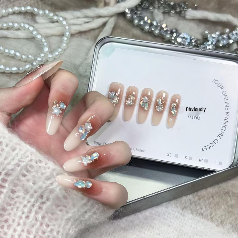 Aurora Rhinestone Cat Eye Nail Stickers: Gentle, Sparkling, Brightening, Detachable, High-End. XS (Small-sized Nail Bed | Petite Option)