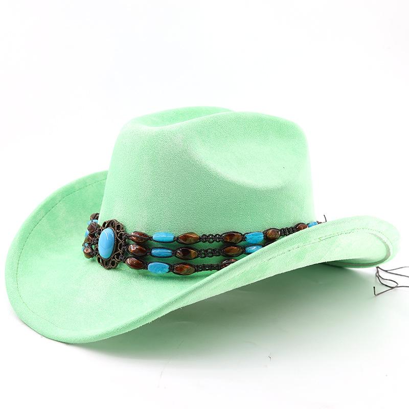 Suede Horse Riding Western Cowboy Hat For Men And Women Outdoor Travel Hat With Rolled Brim Ethnic Style Top Hat Felt Hat