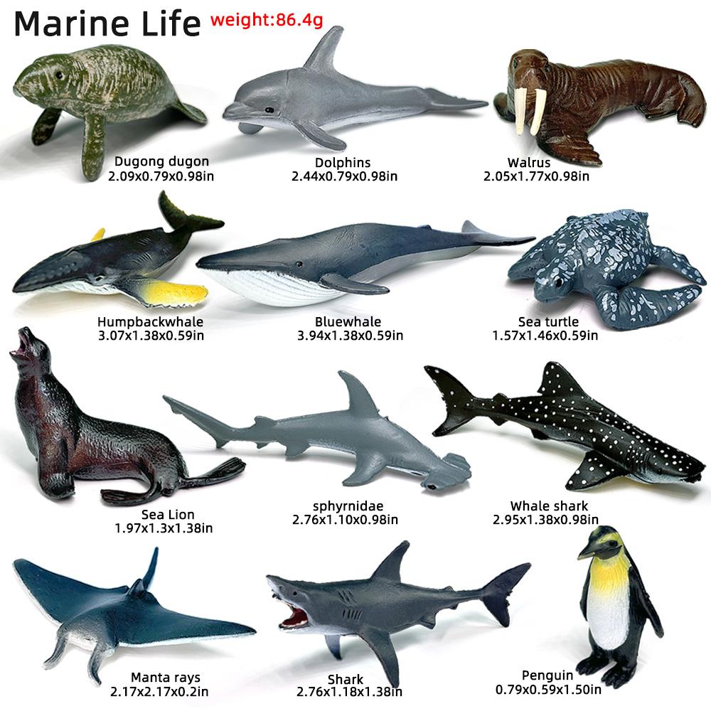 

Simulated ocean shark model Classic sea creature Animal Whale Turtle Penguin mini animal Cute educational toy for kids gifts