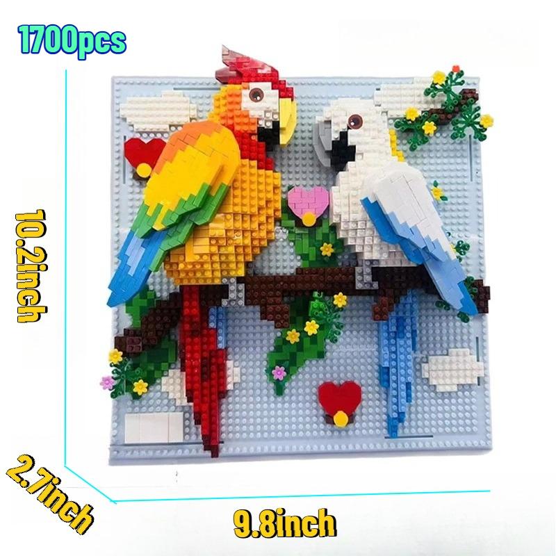 Creative Wall Art Frame Sharks Eagles Panda Model Brick DIY Micro Animal Particle 3D Painting Building Block Toys Adults Gift